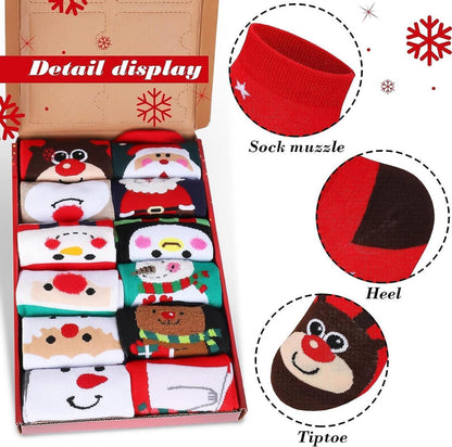 Souarts 12 Paare Weihnachtssocken Damen Adventskalender 2024
