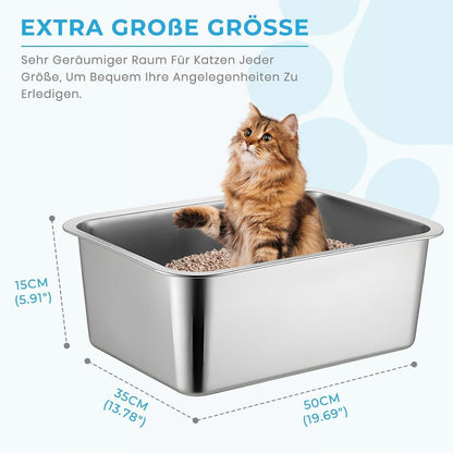 Lohofrnny Edelstahl Katzentoilette, Große Litter Box