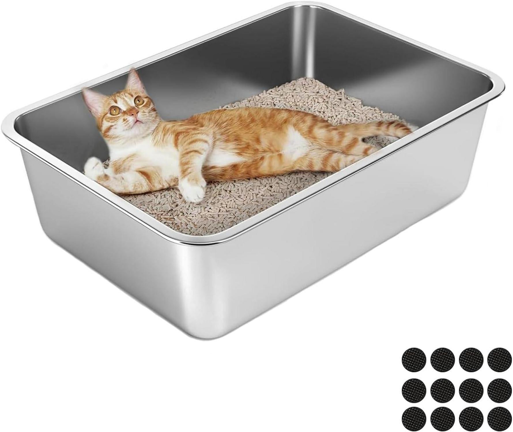 Edelstahl Katzentoilette Große Litter Box, Antihaft, 50x35x15cm