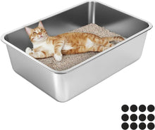 Edelstahl Katzentoilette Große Litter Box, Antihaft, 50x35x15cm