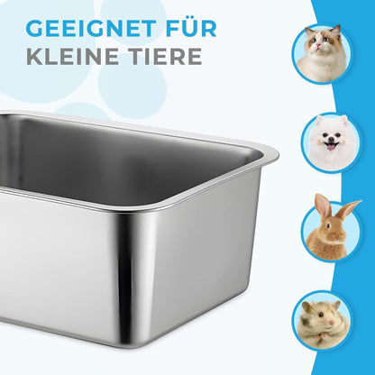 Katzentoilette aus Edelstahl für Katzen und kleine Haustiere, große Litter Box, leicht zu reinigen