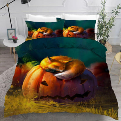 Fuchs Kinderbettwäsche 135x200 cm 4tlg. Mikrofaser Halloween Dekor