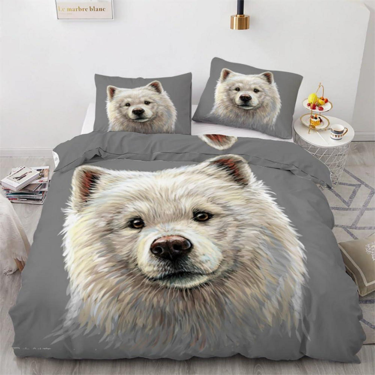 ROUSKI Samojede Bettwäsche-Set 220x240 cm 3-teilig Mikrofaser
