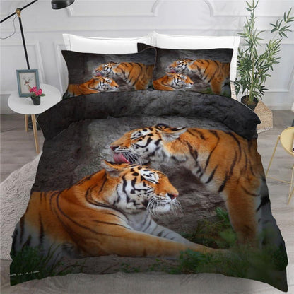 Tiger 3teilige Bettwäsche 220x240 cm - Mikrofaser Bettbezug Set
