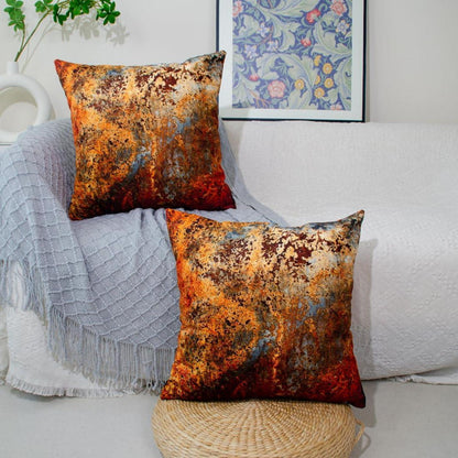 2x Kissenbezug Goldbraun Rostfarben – Samt Deko Kissen 45x45 cm