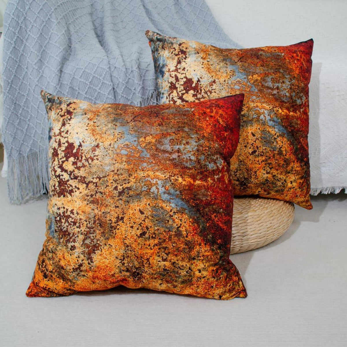 2x Kissenbezug Goldbraun Rostfarben – Samt Deko Kissen 45x45 cm