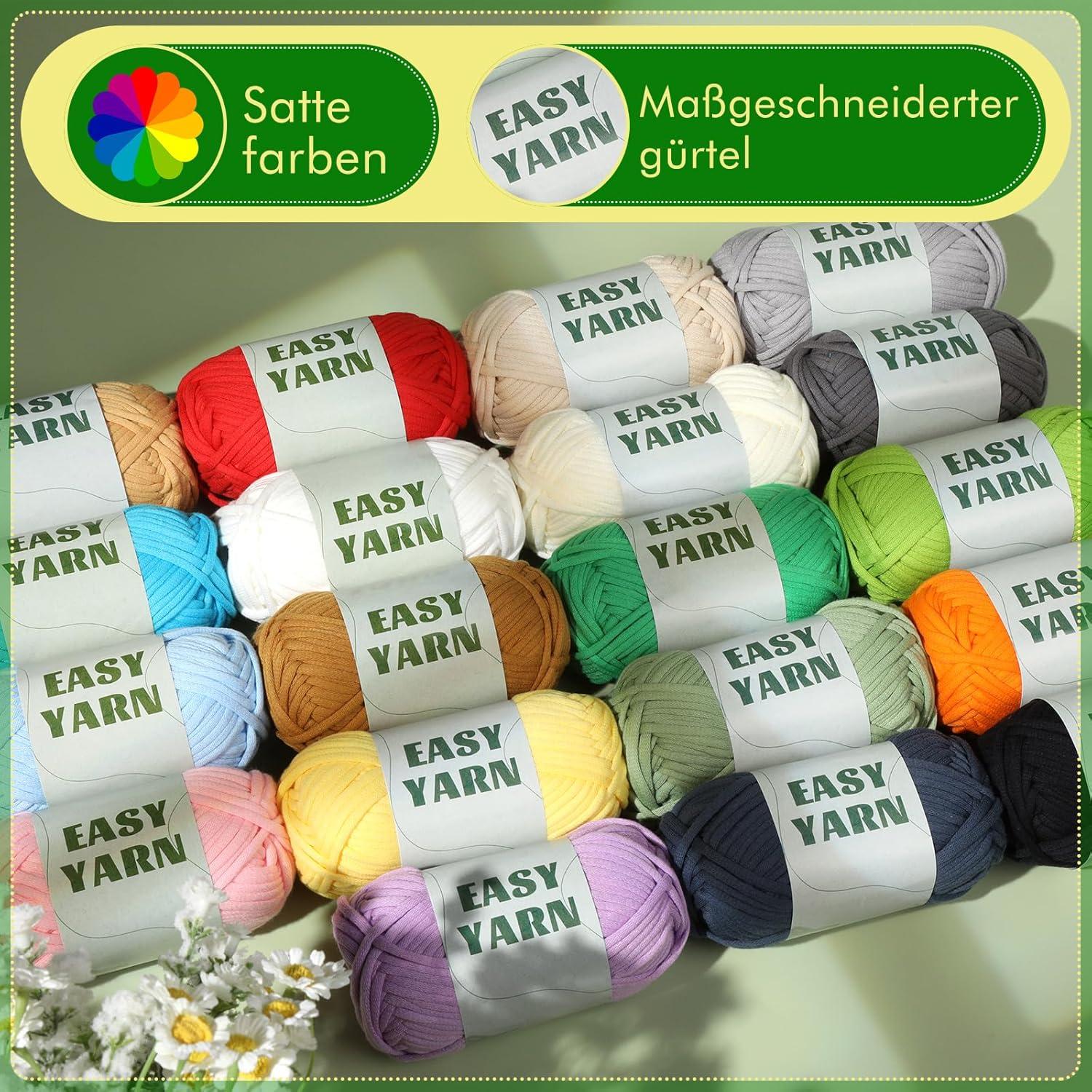 Häkelgarn für Anfänger 4x50g Klobiges Baumwollgarn Rosa Lila Blau Gelb