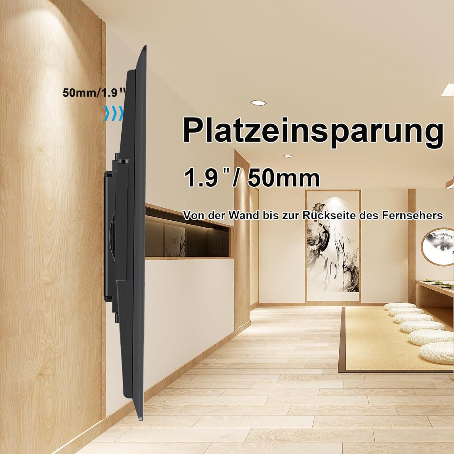 Wandhalterung für 32-68 Zoll TV Flach Curved 60kg VESA 400x400mmNeigbarheitUniversal Bracket