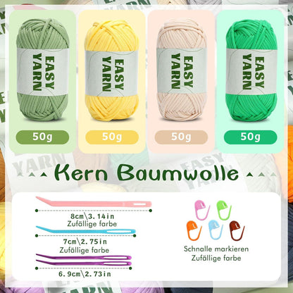 Anfängergarn Häkelgarn Baumwolle 4x50g Set Pastellfarben