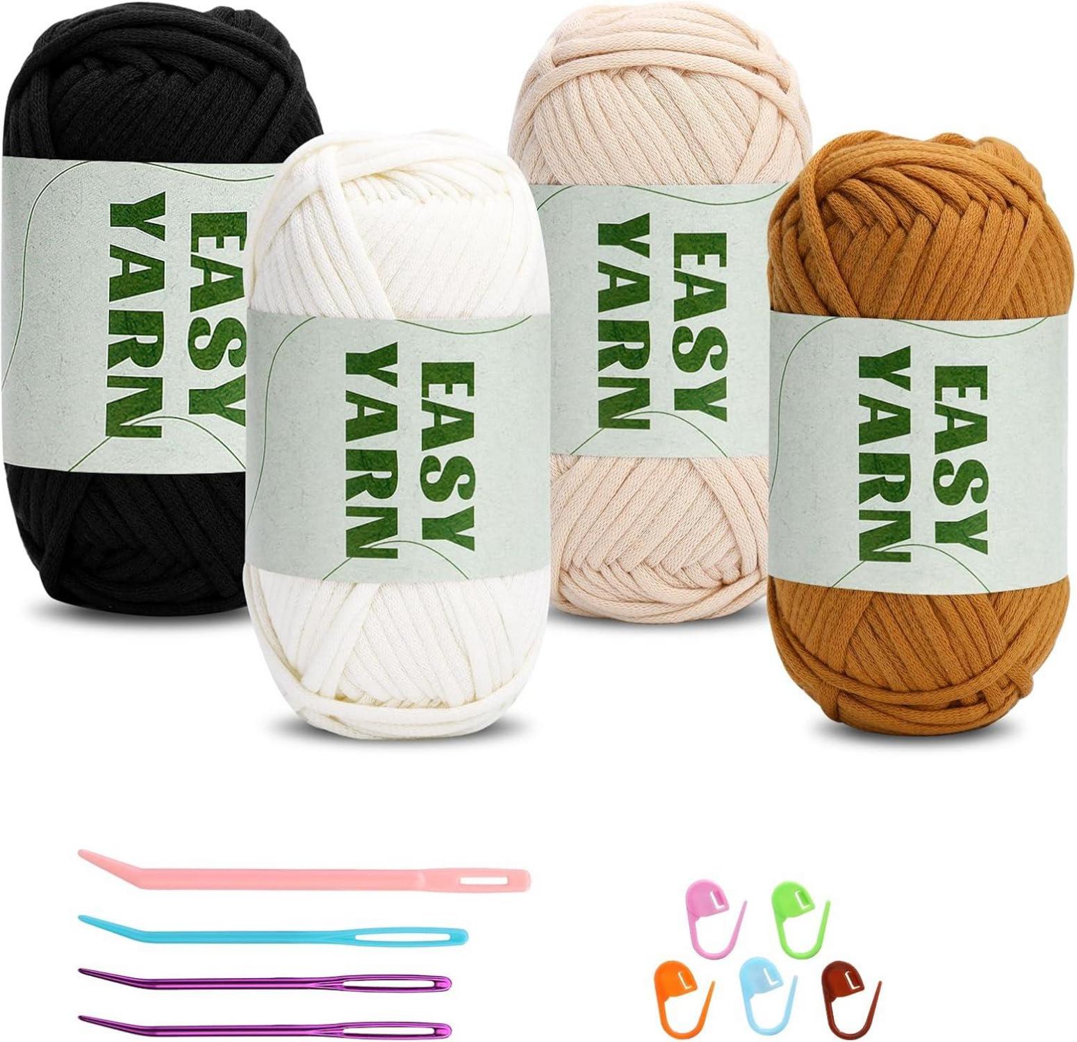 Häkelgarn Set 4x50g Baumwolle Anfänger Zubehör Häkeln Stricken