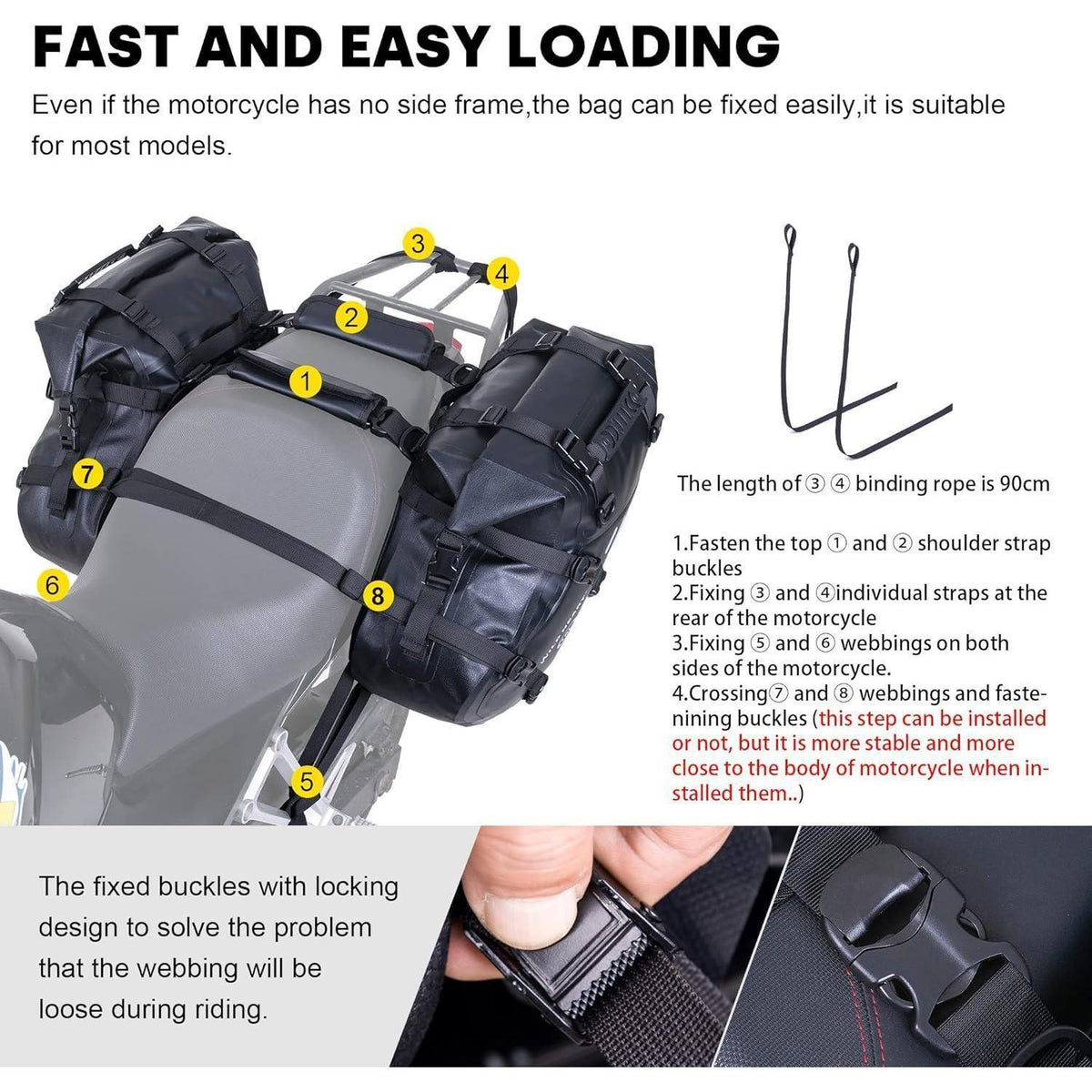 Wasserdichte Motorrad Satteltaschen 50L (25L*2) Schwarz