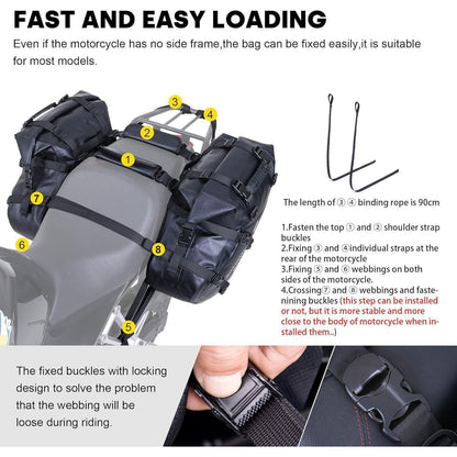 Wasserdichte Motorrad Satteltaschen 50L (25L*2) Schwarz