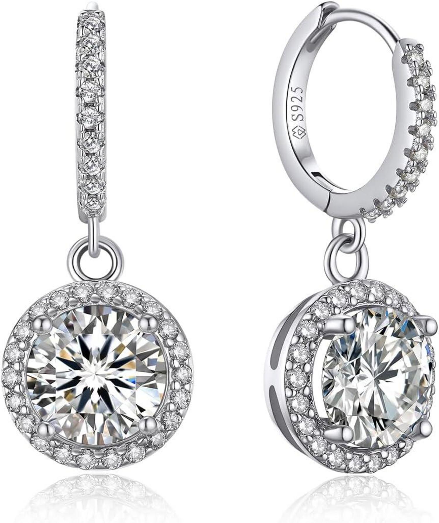 Moissanite Creolen Ohrringe Silber 925 Anhänger 2 Karat