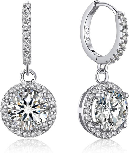 Moissanite Creolen Ohrringe Silber 925 Anhänger 2 Karat