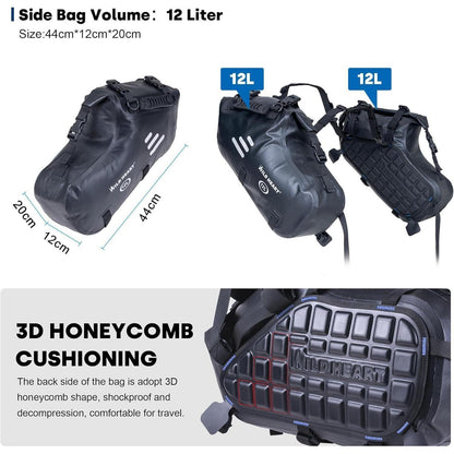 Wasserdichte Motorrad Satteltaschen 24L (Grau) – Seitentaschen