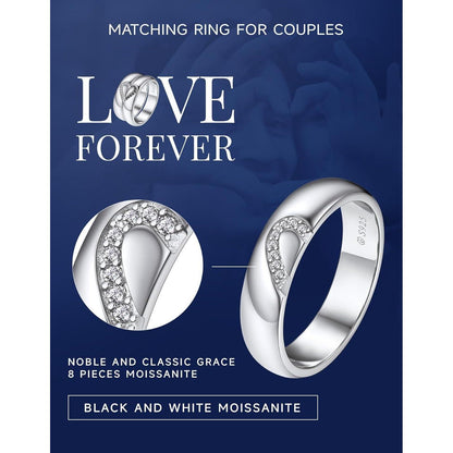 Partnerring Sterling Silber Moissanit Herzform Valentinstag