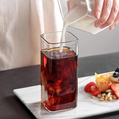 Viereckige Cocktailgläser 4 Stück 400ml Wassergläser Set