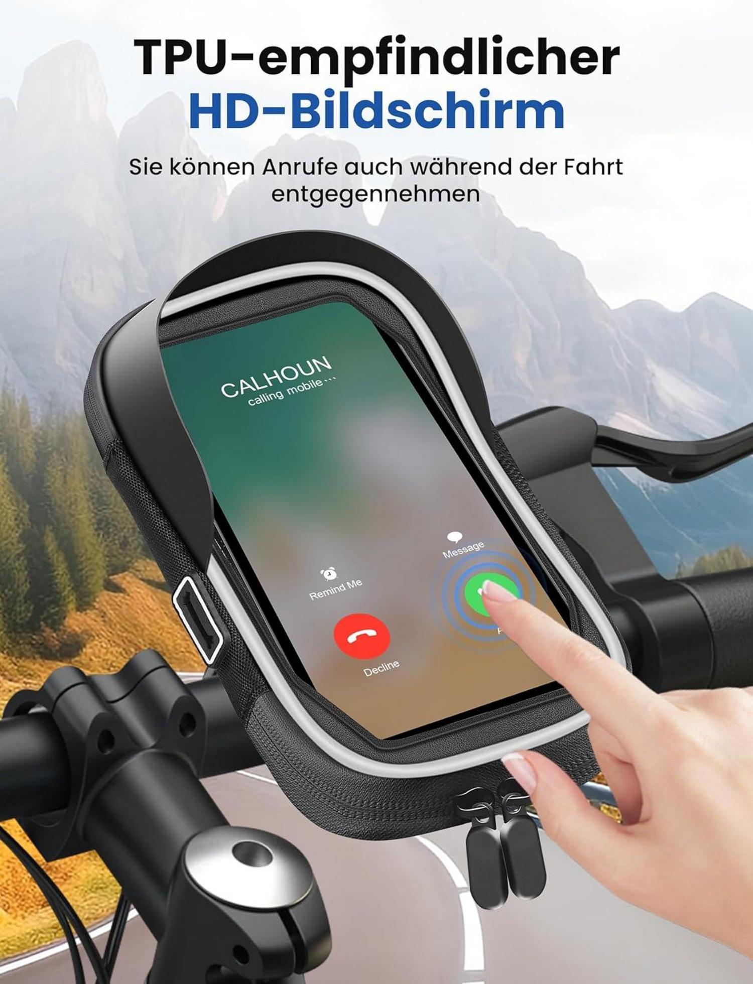 Handyhalterung Fahrrad 360° Drehbar wasserdicht Schwarz 4.7-6.5 Zoll Smartphone