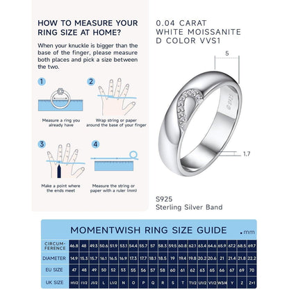 MomentWish Partnerring Moissanit Ehering 925 Sterling Silber