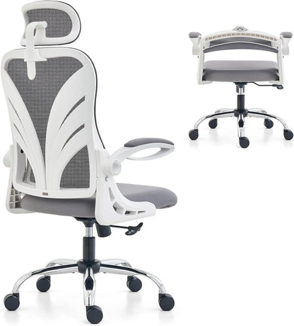 Ergonomischer Bürostuhl mit Klappbarer Rückenlehne und 2D Kopfstütze