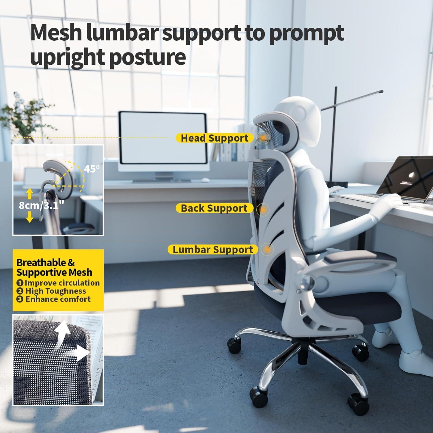 Ergonomischer Bürostuhl mit Klappbarer Rückenlehne und 2D