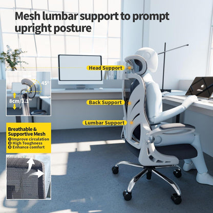Ergonomischer Bürostuhl mit Klappbarer Rückenlehne und 2D