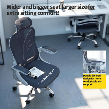 Ergonomischer Bürostuhl mit 2D Kopfstütze und Mesh