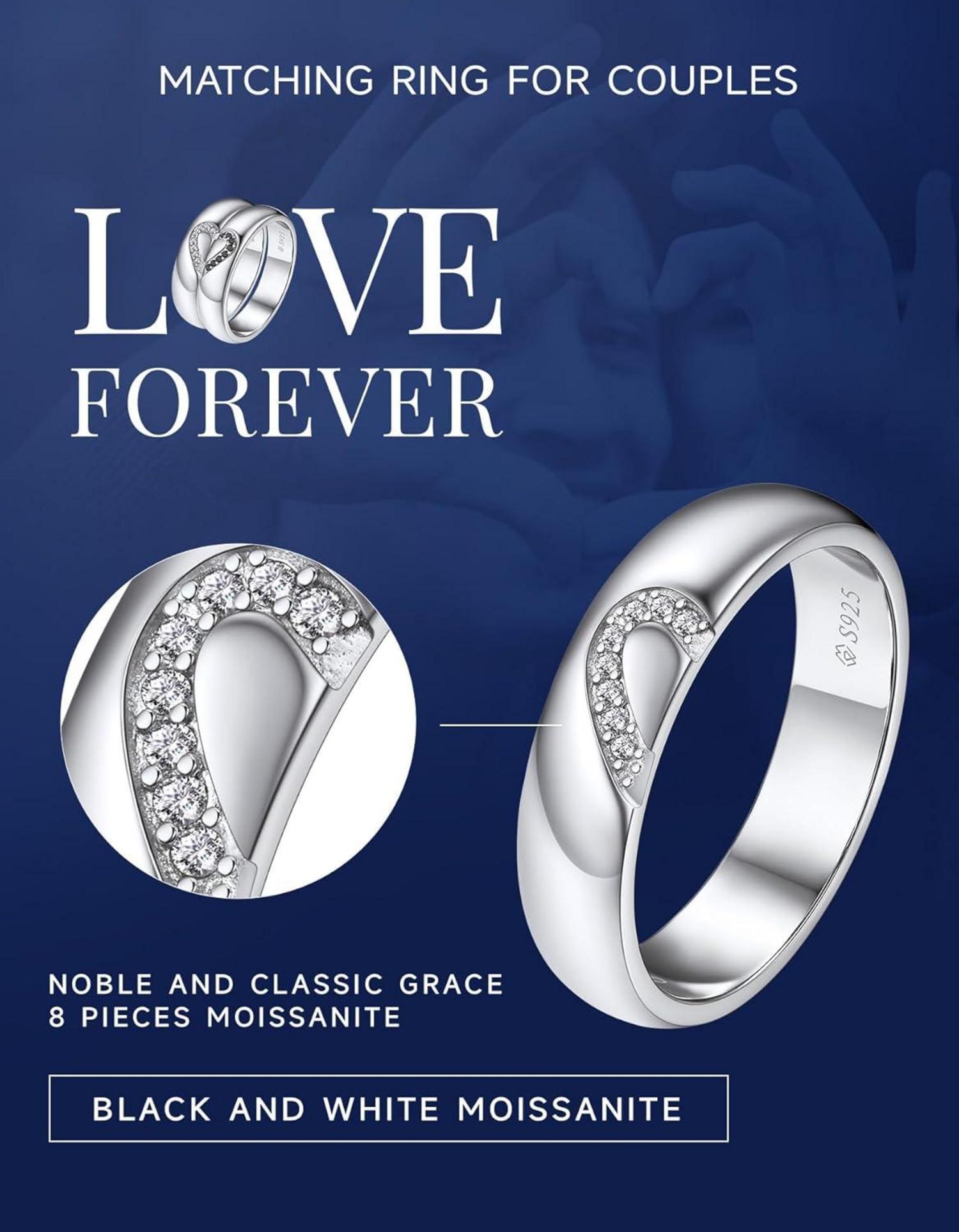 MomentWish Partnerring Herzform 925 Silber Moissanit Verlobungsring