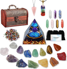 Natürliche Kristallkollektion: Heilsteine Set mit Chakra-Steinen und 7