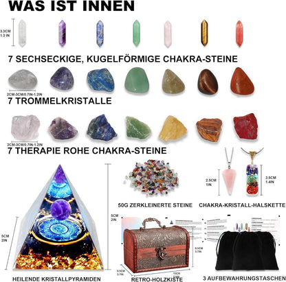 29-teiliges Kristall Edelsteine Set mit 7 Kristallen, 7