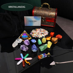 29-teiliges Kristall Edelsteine Heilsteinset mit Chakra-Steinen & Halsketten