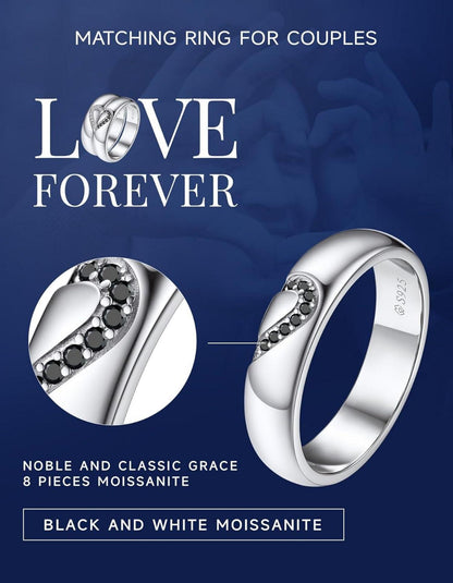 Partnerring Moissanit Ehering 925 Silber Geschenkbox Valentinstag 18.1