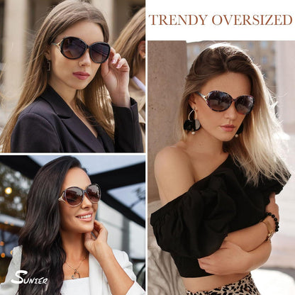 Sunier Damen Sonnenbrille Polarisiert Retro Vintage Oversize