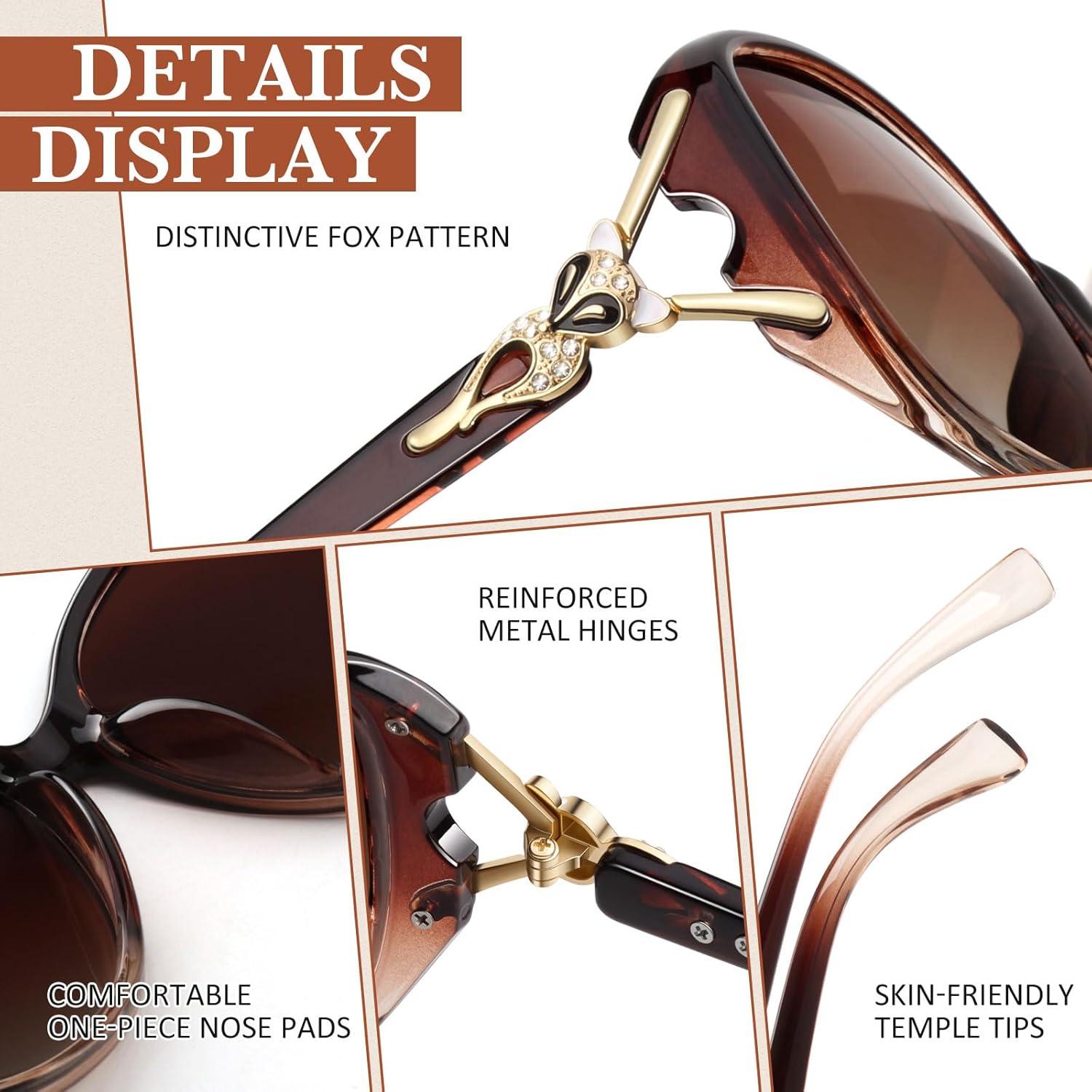 Große Trendige Vintage Sonnenbrille Damen Polarisiert UV400