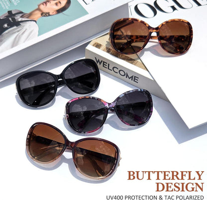 Damen Polarisierte Große Oversize Sonnenbrille Vintage UV400 Schutz