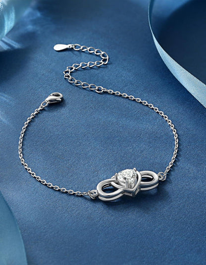 Armband Damen Unendlichkeitszeichen Moissanite Silber 925 Herz Armkette Valentinstag Freundin