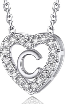 Herz Kette mit Buchstaben Anhänger Moissanit Diamant Halskette