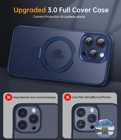 JUESHITUO Vstand iPhone 15 Pro Hülle MagSafe Kameraschutz Ständer Blau