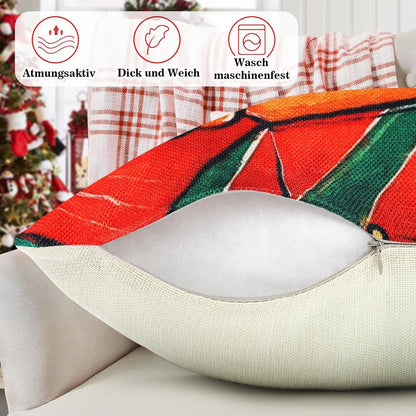 Weihnachts Kissenbezug Set Hirsch Weihnachtsmann Deko 40x40cm Rot Grün