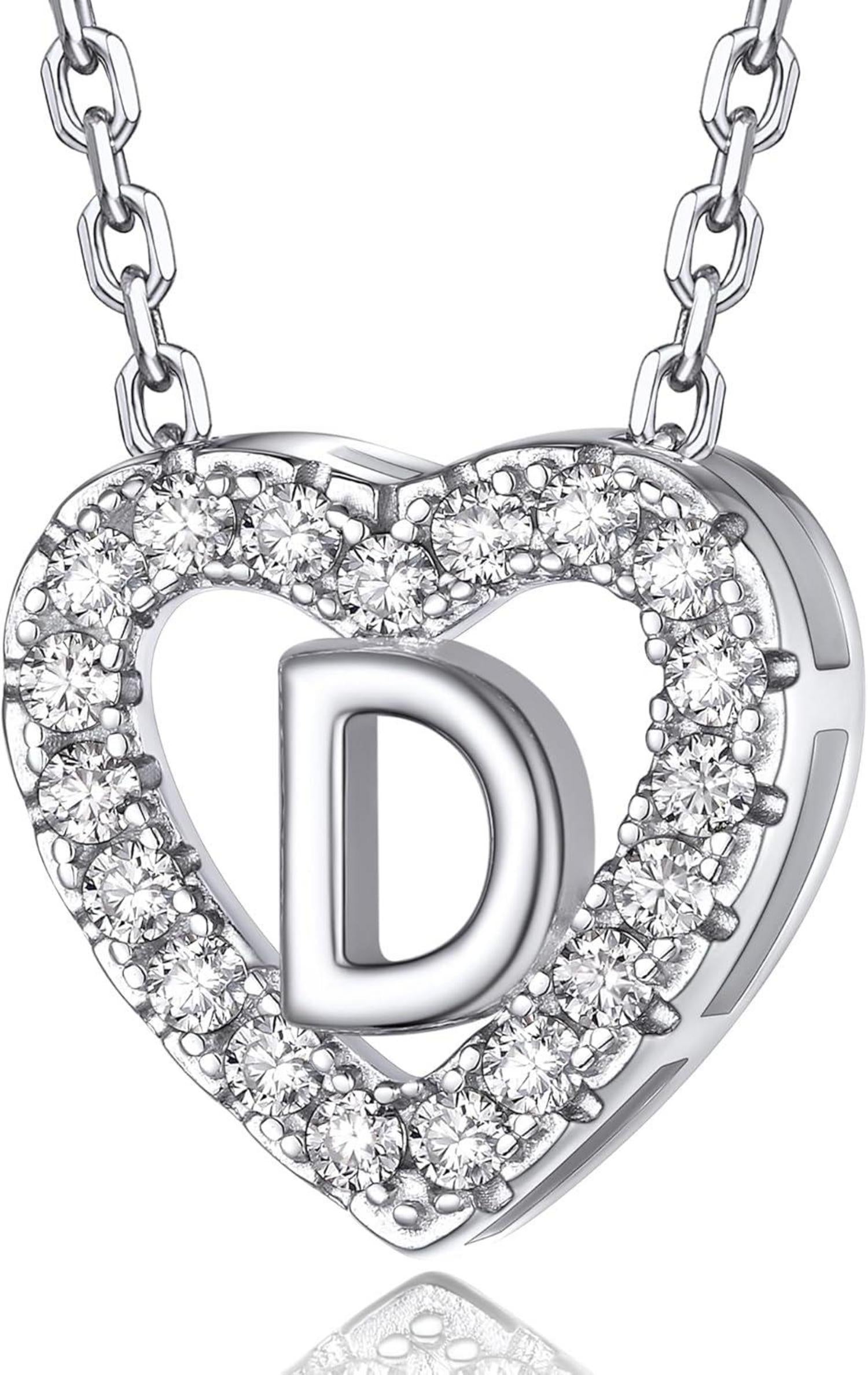 Herz Kette mit Buchstaben A-Z Anhänger, Moissanit Diamant Initialen