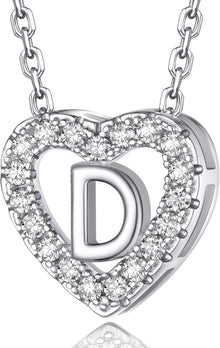 Herz Kette mit Buchstaben A-Z Anhänger, Moissanit Diamant Initialen