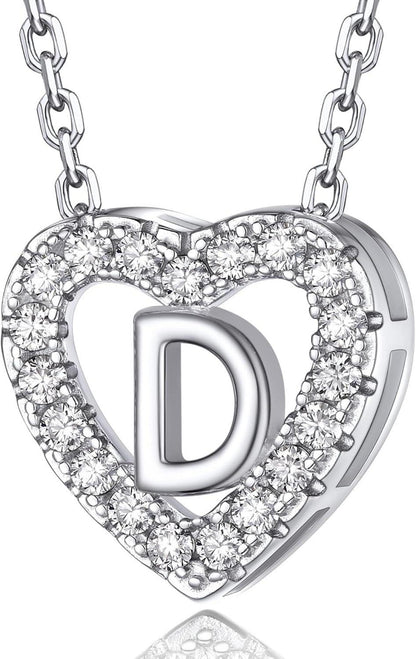 Herz Kette mit Buchstaben A-Z Anhänger, Moissanit Diamant Initialen