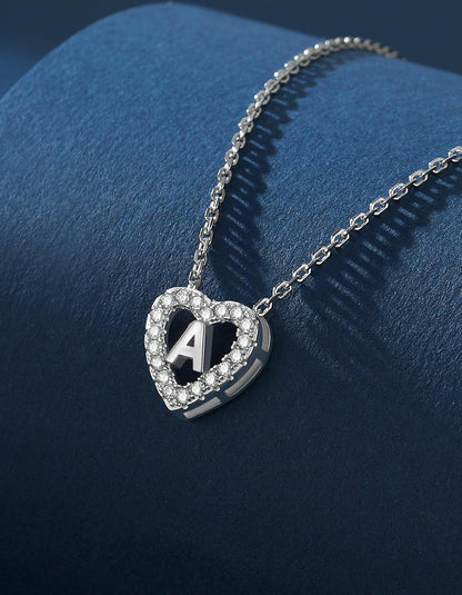 Herz Kette mit Buchstaben Anhänger Moissanit Diamant Halskette Damen