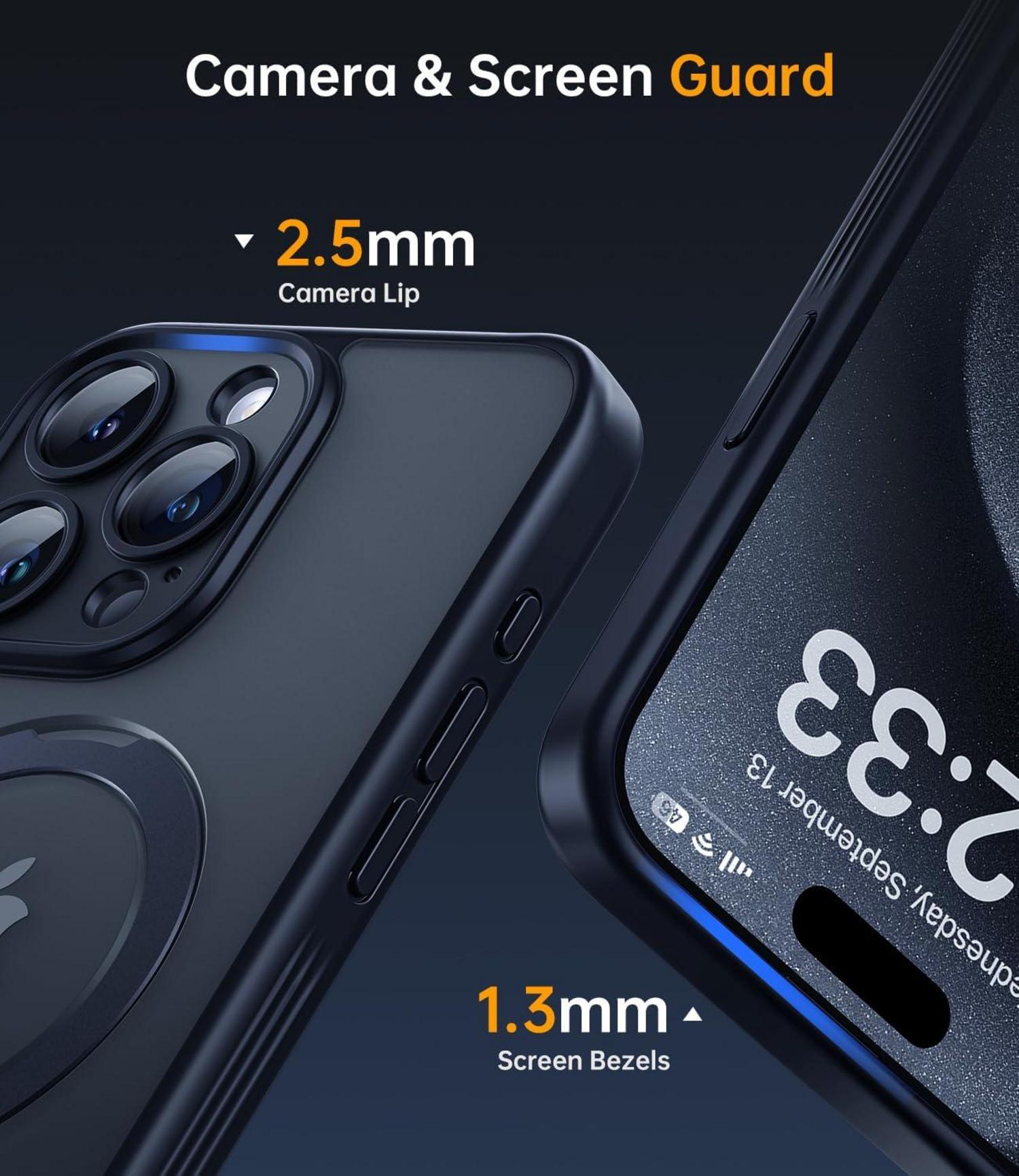 iPhone 15 Pro Hülle MagSafe Integrierter Kameraschutz Stoßfest Kratzfest Matt Schwarz