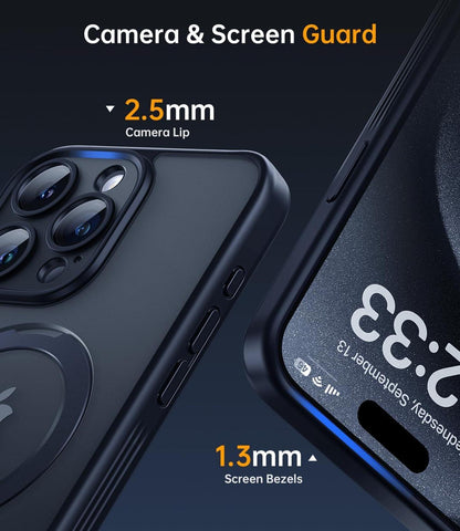 iPhone 15 Pro Hülle MagSafe Integrierter Kameraschutz Stoßfest Kratzfest Matt Schwarz