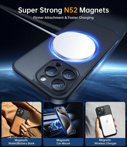 iPhone 15 Pro Hülle Titan Schwarz MagSafe Stand 6,1 Zoll