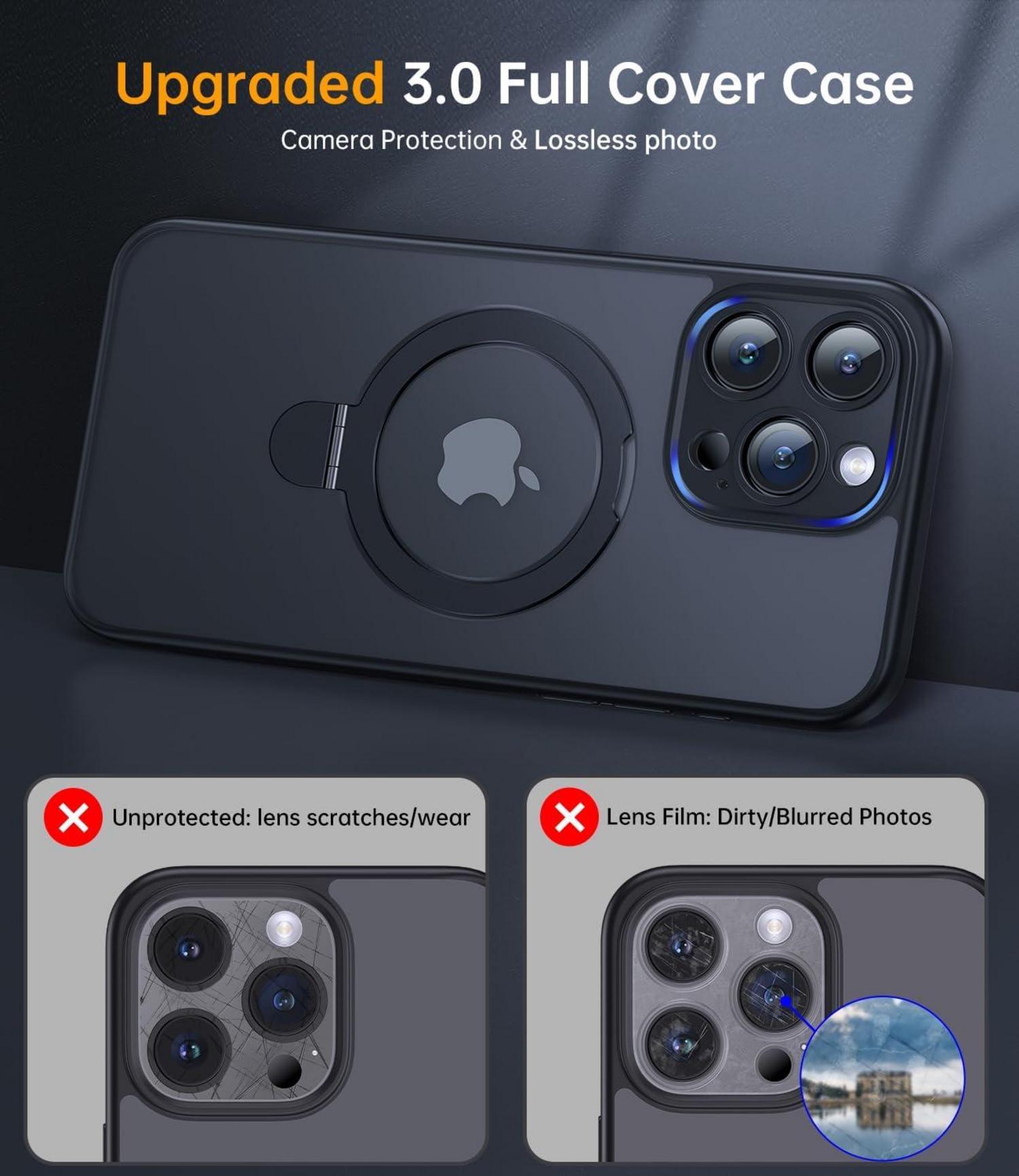 iPhone 15 Pro Hülle MagSafe Integrierter Kameraschutz Titan Schwarz
