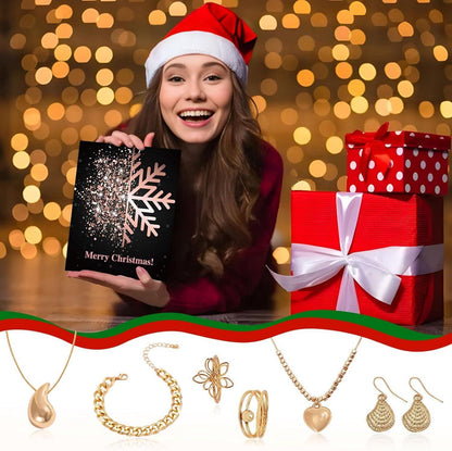Adventskalender 2024 Mädchen Frauen Schmuck Set 24 Überraschungen Schwarz