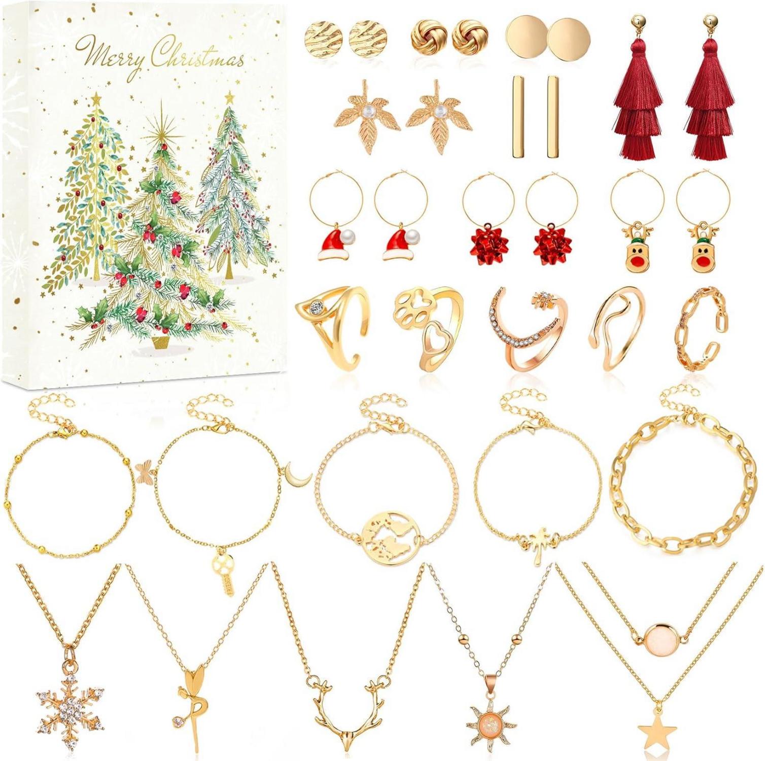 Adventskalender Schmuck 2024 Weihnachtsgeschenk Mädchen Damen