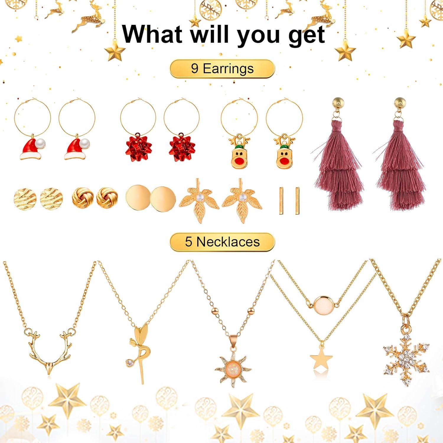 Adventskalender Schmuck 2024 Weihnachtsgeschenk Mädchen Damen